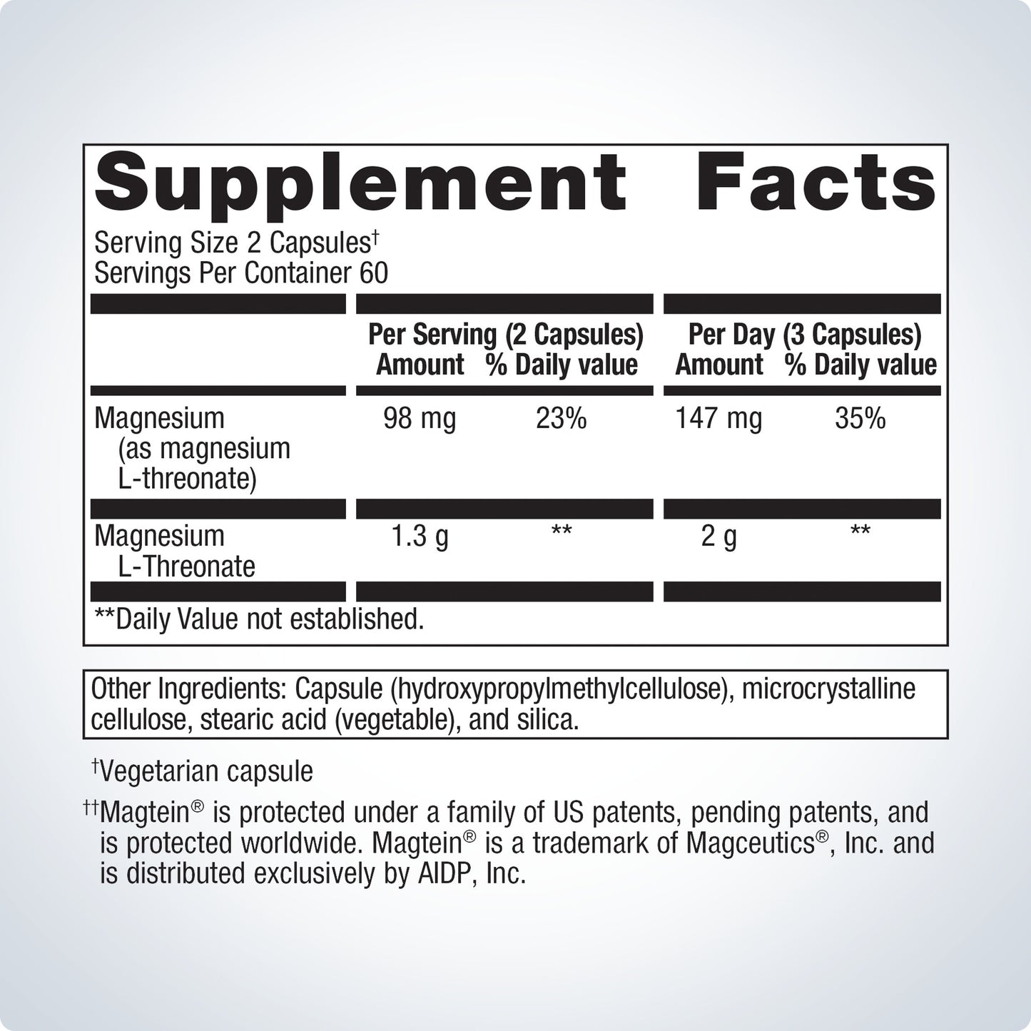 Mag L-Threonate Magnesium -Supports brain health and cognitive performance.