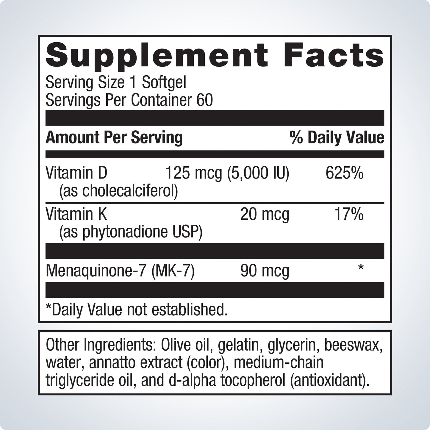 Vitamin D3 5,000 + Vitamin K -Metagenics