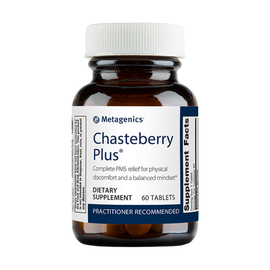 Chasteberry Plus® is clinically proven to naturally relieve the 10 most common symptoms of PMS including headaches, mood swings, cramps, irritability, bloating, and uneasiness related to monthly menstrual cycles. A unique herbal blend incorporating chasteberry, black cohosh, and ashwagandha.