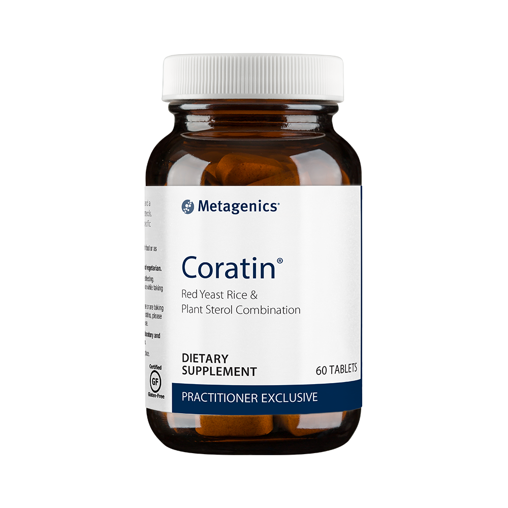 Coratin® features red yeast rice and a balanced combination of plant sterols. Vitamin K2 has been added in specific forms for better utilization.