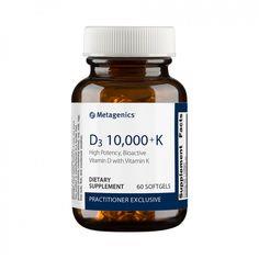 High Potency, Bioactive Vitamin D with Vitamin K provides 10,000 IU per softgel of vitamin D (as D3), designed for greater absorption. This high potency formula also includes bioavailable forms of vitamin K2 to complement vitamin D.