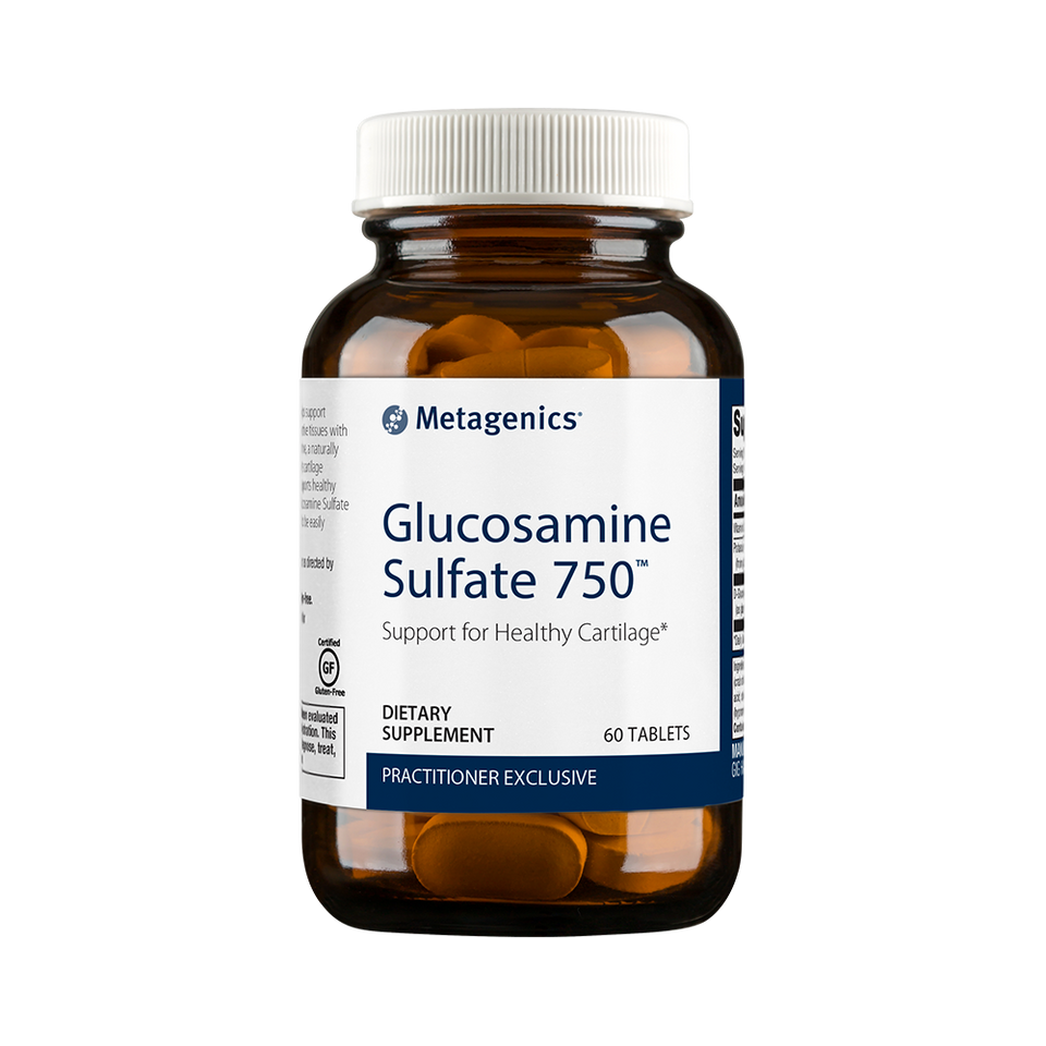  Glucosamine Sulfate 750™ Support for Healthy Cartilage support healthy joints and other connective tissues with an enhanced level of glucosamine, a naturally occurring nutrient that supports cartilage formation, Metagenics