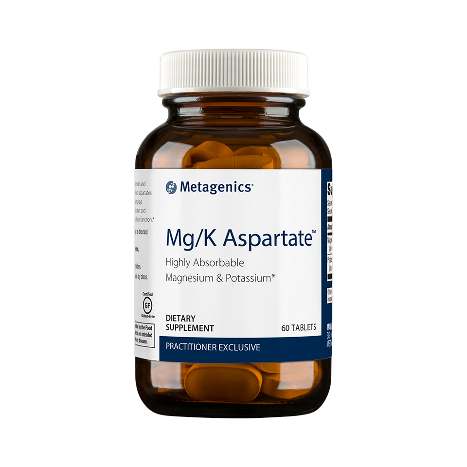  Mg/K Aspartate™ Highly Absorbable Magnesium & Potassium Metagenics features magnesium and potassium in the form of true mineral aspartates to enhance absorption.