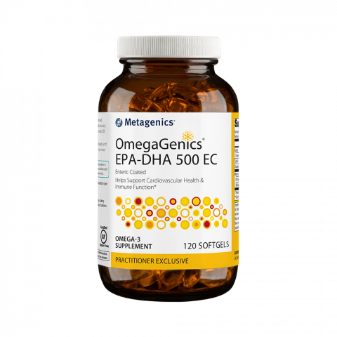 OmegaGenics® EPA-DHA 500  Helps Support Cardiovascular Health features a concentrated, purified source of omega-3 fatty acids from sustainably sourced, cold-water fish.
