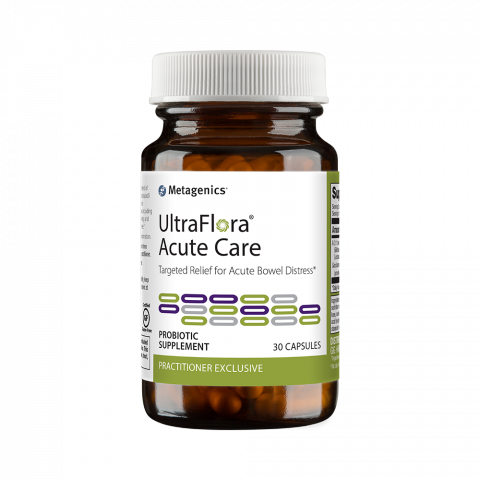 UltraFlora® Acute Care-Targeted Relief for Acute Bowel Distress-a unique blend of “friendly” bacteria and Saccharomyces boulardii to support immune health and provide targeted relief for acute bowel distress including occasional loose stools.