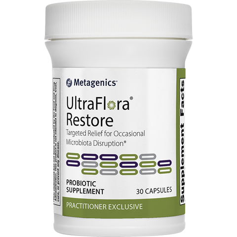  UltraFlora® Restore Targeted Relief for Occasional Microbiota Disruption -a clinically tested probiotic containing 4 different strains of live bacteria to support healthy intestinal microbial stability and relief of occasional loose stools