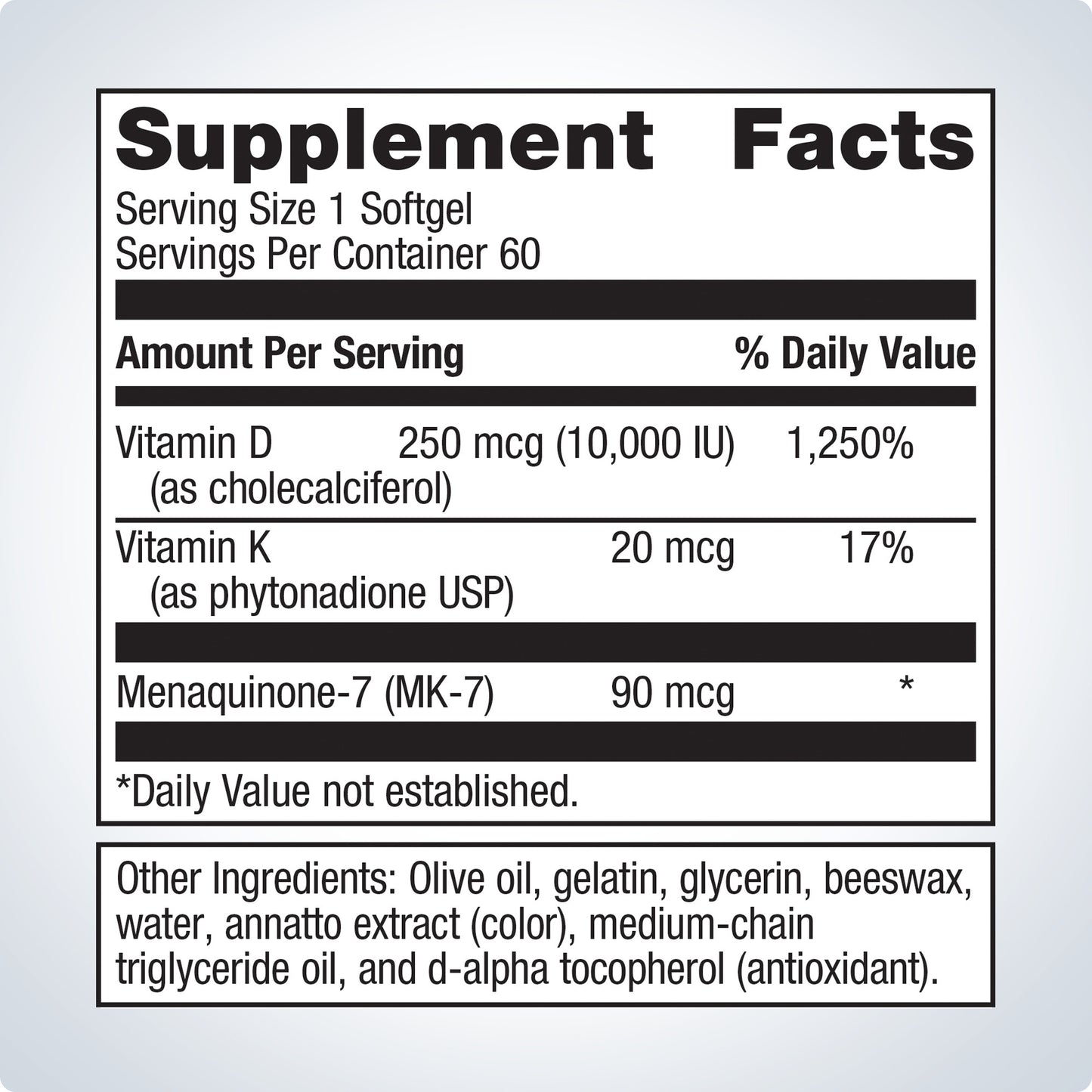 Vitamin D3 10,000 with Vitamin K- Metagenics