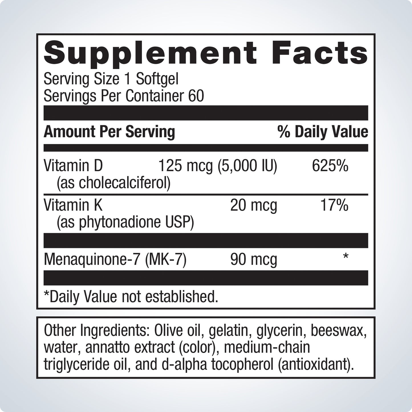 Vitamin D3 5,000 + Vitamin K -Metagenics