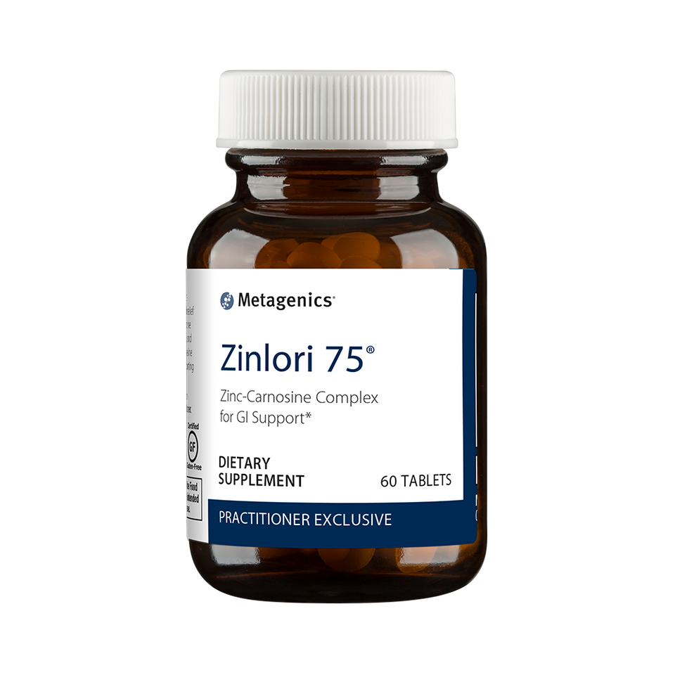 Zinlori 75 -Zinc-Carnosine Complex for GI Support-contains a high potency, zinccarnosine complex formulated to provide relief of minor stomach discomfort. Zinc-carnosine works by supporting the healthy ecology and integrity of the stomach lining.