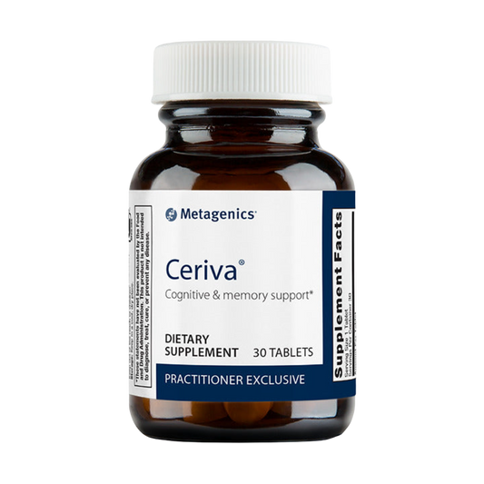 Ceriva® is formulated to support healthy cognition and memory by beneficially modulating the metabolism of the neurotransmitter acetylcholine and aiding neuroprotection.*